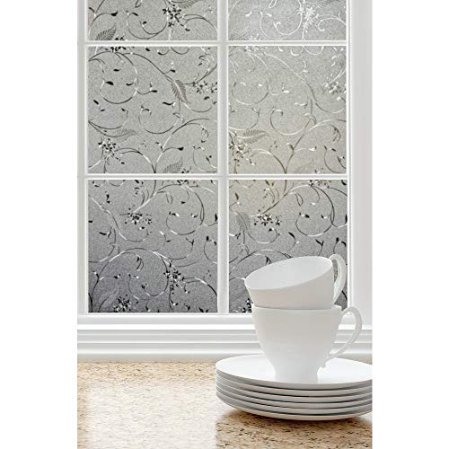 Vinilo rectangular precortado para ventana con diseño floral miniatura 6