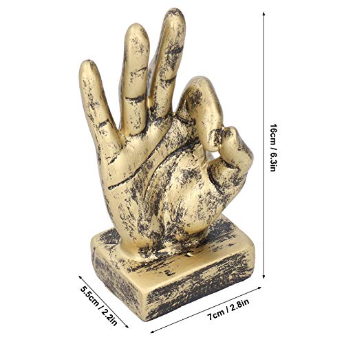 Estatua Decorativa de Resina con Gesto OK Dorado miniatura 7