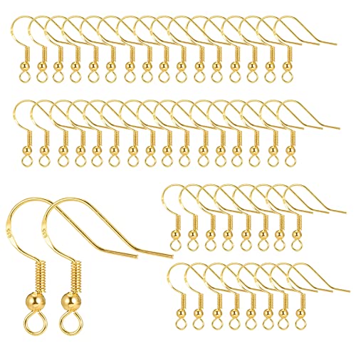 saizone Ohrring Haken, 50 Stück Gold, 925 Silber, Hypoallergen, DIY...