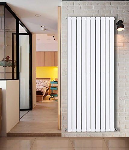 NRG 1800x408 Vertical Column Designer Radiator Gloss White Double Flat Panel