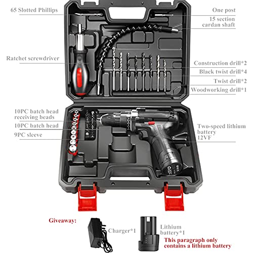Chrom-Vanadium-Stahl Schlag-Akku-Bohrschrauber Elektro-Schraubendreher Haushalt 12vf Lithium-Bohrmaschine… – Bild 3