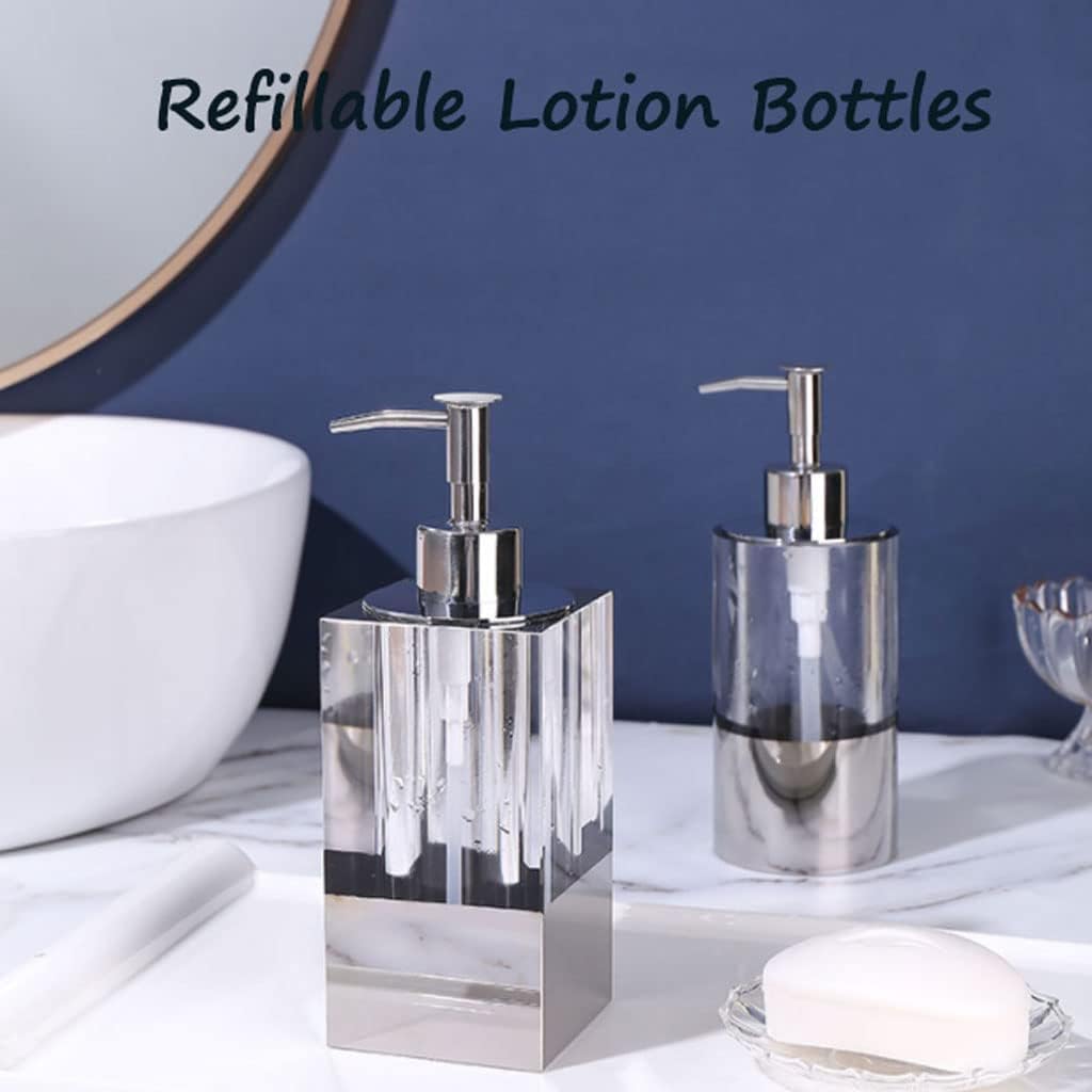 Clear Soap Dispenser 6.8oz Portable Square Soap Pump Dispenser Refillable Cylinder Soap Lotion Dispenser for Office Toilet Bathroom