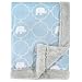 Hudson Baby Plush Blanket with Furry Binding & Back, Elephant