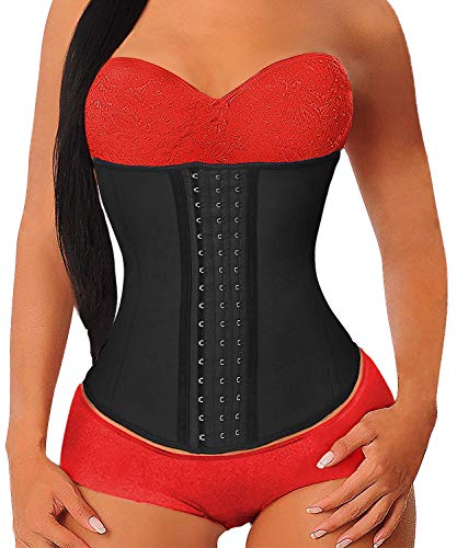 YIANNA damski gorset, modelujący talię, lateksowy, wyszczuplający, 1 - czarny (9 stalowych kości), 5XL