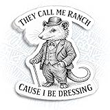They Call Me Ranch Cause I Be Dressing Sticker Funny Possum Meme GenZ Waterproof Vinyl Stickers Decals for for Cups Cars Laptop Window Bumper Door Truck Tumbler Decal