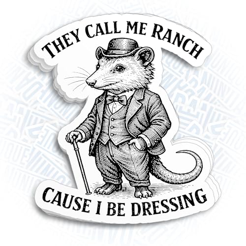 They Call Me Ranch Cause I Be Dressing Sticker Funny Possum Meme GenZ Waterproof Vinyl Stickers Decals for for Cups Cars Laptop Window Bumper Door Truck Tumbler Decal