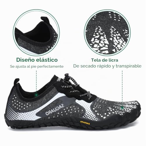 Miniatura 3 de Saguaro Hombre Barefoot Zapatillas Minimalistas Mujer Antideslizante Zapatos Barefoot Para Zero Drop Soles Negro Oscuro,Gr.44