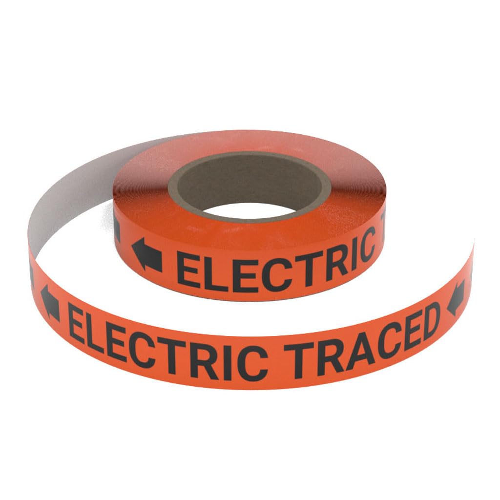 Electric Traced (Orange) SSINLINE Pipe Marking Roll - 1" x100' - Pipes 1.5" - 2.4" O.D. No Arrows