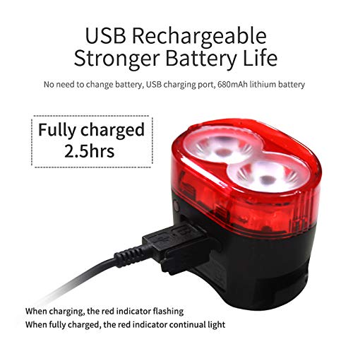 Saddle Up Gaciron W09 tail light connected to a USB charging cable, showing charging indicator details