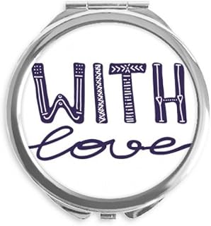 With Love Cute Quote Handwrite Hand Compact Mirror Round Portable Pocket Glass