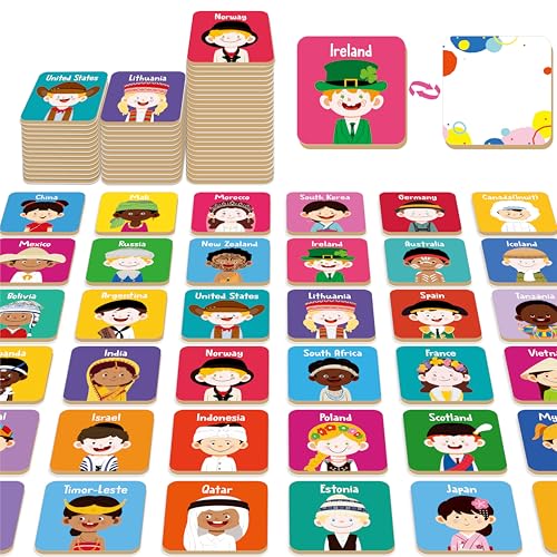 Hebayy 72 PCS Memory Matching Game, 36 Pairs Difference Face Memory Cards Never Forget A Face Matching Game, Educational Learning Toys for Preschool 3 4 5 6 Years Old