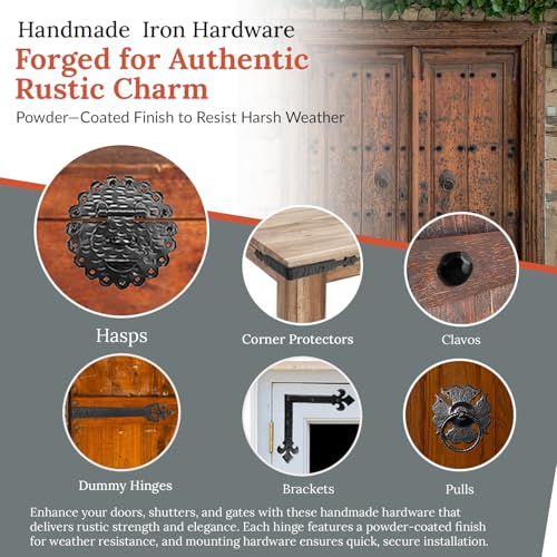 Image of 1 Pack 2.75 Inch Furniture Hasp for Gates - Black - Heavy Duty Decorative Metal Hasps - Handmade Rustic Iron Furniture Hasps for Door, Drawer, Chests, Cupboard and Trunks - The Sonora Series