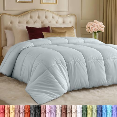 Image of Utopia Bedding Comforters Queen Size, All Season Duvet Insert, Down Alternative Box Stitched Bed Comforter with Corner Tabs, Machine Washable (Light Grey)