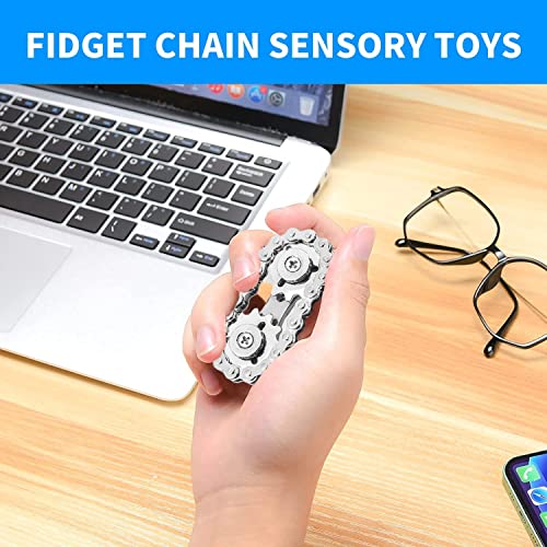 Yeefunjoy Fidget Chain Sensory Toys, Single Finger Smooth Fast Bearings Bike Chain Gears Hand Fidget Rotating - Image 2