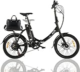 KGK 20' Folding Electric Bike for Adults Teens Elder 20MPH 50Miles Foldable Electric Commuter Bicycle for Women Men,7 Speed Adult Electric Hybrid Bike Mountain Bike,350W Low Step-Thru Cruiser E Bike