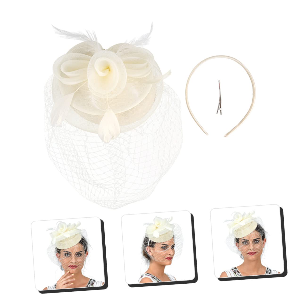 VALICLUD 4piezas Sombrero De Fiesta De Té Para Mujer Clip y Diadema Tocado De Novia Elegante y Para Boda Cumpleaños y Eventos Sociales