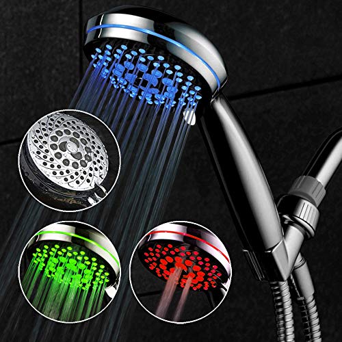Hotelspa Spectrumtm Ultra-Luxury 7-Setting / 7-Color Led Handheld Shower-Head With Chrome Face. 7 Colors Of Led Lights Change Automatically Every Few Seconds. #TOP1