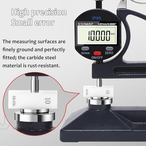 Calibrador digital de espesor de alta precisión, herramienta de medición precisa, 0-12.7 mm, resolución 0.001 mm, peso 50g/100g para goma, plástico, papel, cuero, metal miniatura 3
