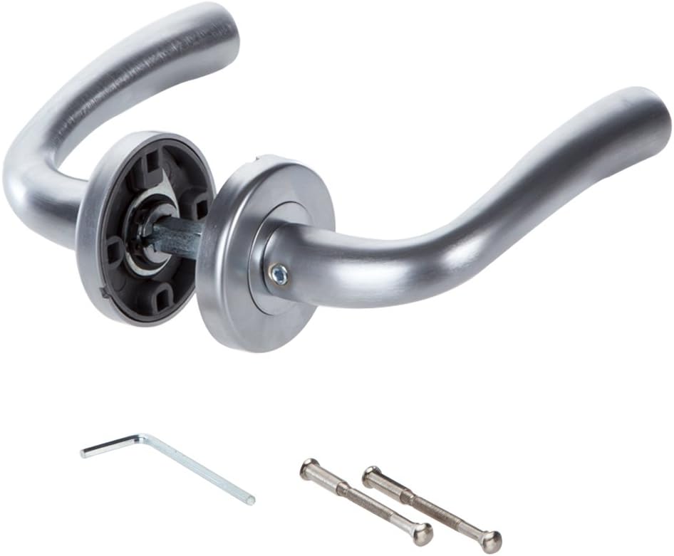 SZC050SC Serozzetta Satin Chrome Cinco Lever on Round Rose, 52 mm Diameter