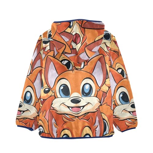 Boys Girls Fleece Jacket Cartoon Big Eyes Happy Fox Kids Warm Hooded Outwear Coat2