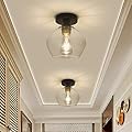 DLLT Industrial Semi Flush Mount Light, Vintage Close to Ceiling Light, Farmhouse Glass Ceiling Light Fixture for Hallway, Entryway, Dining Room, Bedroom, Cafe, Bar