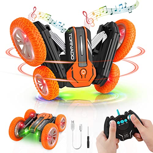 FYKK Remote Control Car for Boys Girls Kids Toys, RC Stunt Car as Birthday Gifts for Age 3 5 4 7 8 12, Christmas Stocking Stuffers, 360Â°Flip 50 Mins Rechargeable 2.4Ghz 4WD Car with LED Light Music
