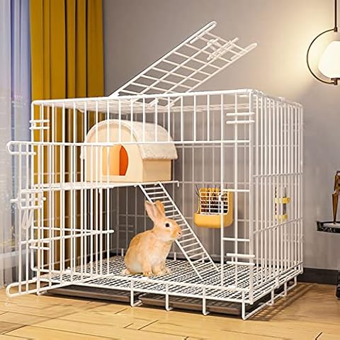 Bunny Cage, Rabbit Cages Indoor Large, Pet Playpen with Door Small Animal Cage for Rabbit, Foldable Rabbit Cage Hutch with Pull Out Tray for Puppies,Kitties,Bunny - White ( Color : White , Size : 70*5 Cover