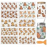 arricraft 10 Sheets Capybara UV DTF Cup Wrap for 16OZ Glass, Watermelon Burger Orange Birthday Cake Rub on Decals PVC Transfer Stickers for DIY Cups Wood Funiture 24x11cm/9.4x4.3inch