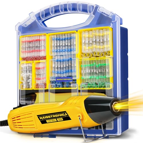 haisstronica Solder Seal Wire Connectors Set with Heat Gun,Waterproof Electrical Connectors Moving Storage Boxes Heat Gun for Automotive, Marine, Wiring Repair (360PCS)