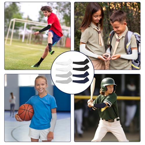 Ouligay 4 Paar Kinder Arm Sleeve UV Sonnenschutz Ärmel Ärmlinge Uv Schutz Armstulpen Sommer UPF 50+ Armsleeve Kühlung Armlinge für Mädchen Jungen Volleyball Basketball Fußball Golf