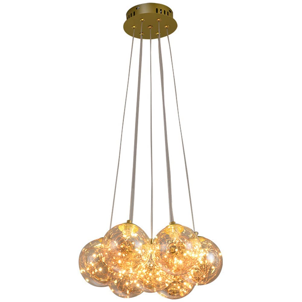 SXECAEPS Modern creative chandelier Modern 7 Light Mid Century Large Living Room Globe Pendent Lighting-Creative Spherical Hanging -Kitchen & Dining Ceiling Lighting Fixtures
