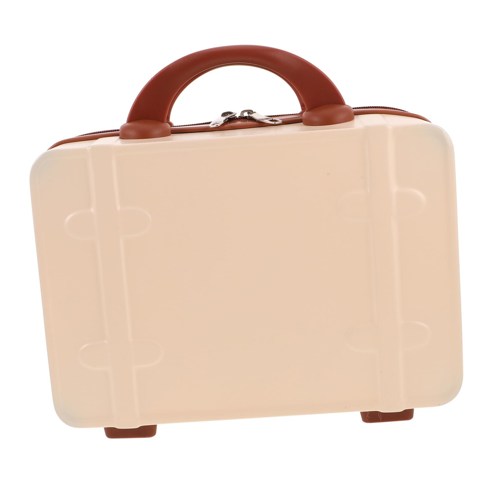 Vintage Kleiner Kosmetikkoffer 14 Zoll aus Abs in Beige | Multikammer Innenraum, für Reise und Alltag, Kompakte Aufbewahrung mit Stabiler Struktur
