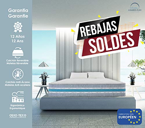 Lisabed Flex - Pack Colchón_2 Almohadas - 190x150 - Angel-Flex Grafeno Viscoelástico...
