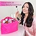 Large Pink Makeup Bag – Nylon Cosmetic Pouch, Travel Makeup Organizer Case, Spacious Makeup Bag for Toiletries, Beauty Essentials & Cosmetics