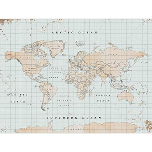 Miss Wood Vintage wereldkaart van kurk en hout, XL, meerkleurig, 90 x 60 x 0,4 cm