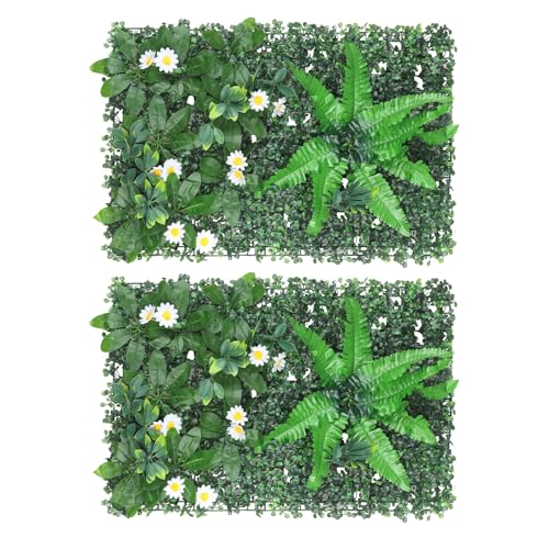 Gxpjycfob 2pcs Panneaux muraux végétaux artificiels 60x40cm, plantes vertes artificielles pour mur, décorations végétales réalistes pour intérieur, extérieur, murs, balcons, jardins, mariages.