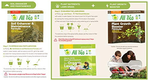 All Bio - Organic Plant Food Starter Kit - Lawn Grass Plant Nutrients Kit/Lawn Booster & Lawn Care/Safe For Family And Pet/Mixed In Water/Foliar Spray (10G - 3 Sachets) Covers Approx. 1,400 Sq.ft #TOP1