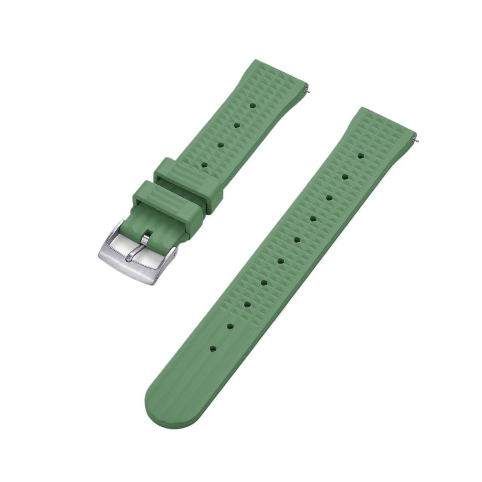 Uhrenarmband， Fluorkautschuk-Armband for Herren(Army Green Silver,20mm)