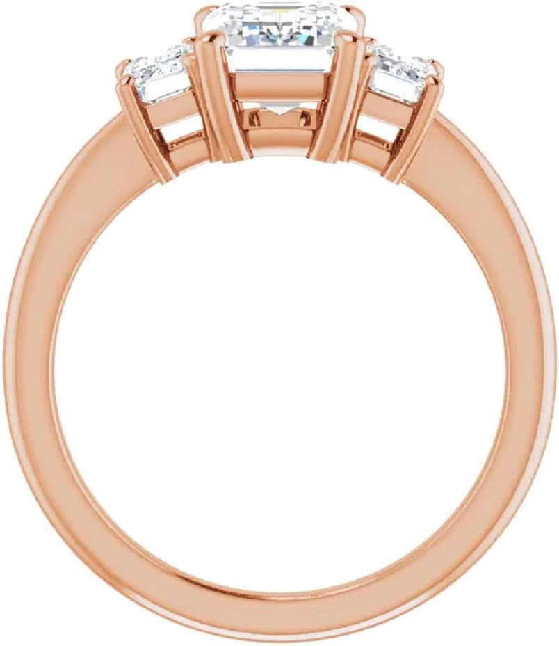 JEWELERYN 1.0 CT Emerald Cut VVS1 Colorless Moissanite Engagement Ring Set, Wedding/Bridal Ring Set, Sterling Silver Vintage Antique Anniversary Ring Sets, Rings Women