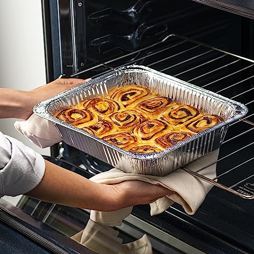 Image of [25 Sets] 9 x 13 Aluminum Foil Steam Table Pans With Lids - Half Size Deep