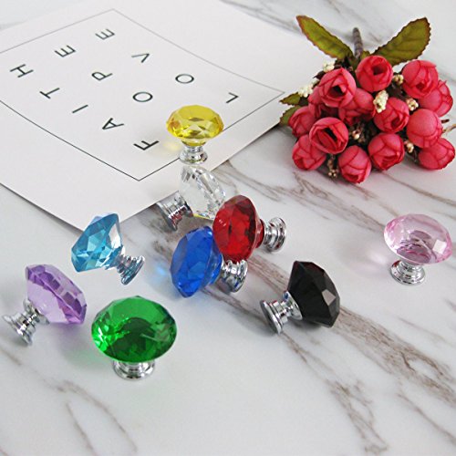 Anjuu 12 Pcs 30Mm Diamond Shape Crystal Glass Cabinet Knobs With Screws Drawer Knob Pull Handle Used For Kitchen, Dresser, Door, Cupboard (Green) #TOP5