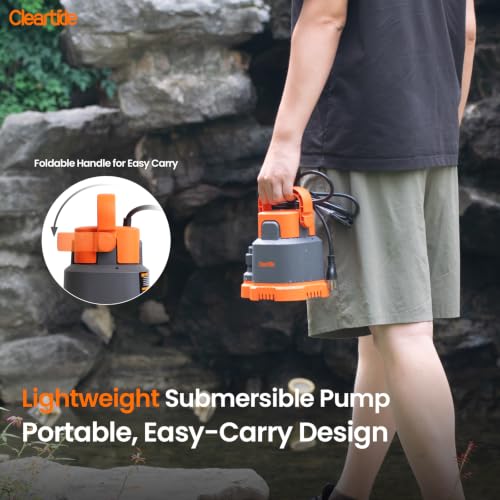 Image of Submersible Utility Water Pump, 2400 GPH Portable Sump Pump with Copper Motor, Plug and Work for Pond, Garden Watering, Pool Transfer, Hot Tub Emptying