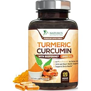 Turmeric Curcumin with BioPerine 95% Standardized Curcuminoids 1950mg – Black Pepper Extract for Max Absorption, Nature’s Joint Support Supplement, Herbal Turmeric Pills, Vegan Non-GMO – 120 Capsules