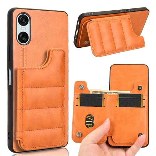Jiajihua Case Compatible with Sony Xperia Ace III,Compatible with Sony Xperia Ace 3 [Card Holder][PU+PC+TPU] 3 in 1 Magnetic Clasp Cover Brown
