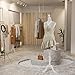 Bonnlo Female Dress Form Pinnable Mannequin Body Torso with Wooden Tripod Base Stand (White, 2-4)