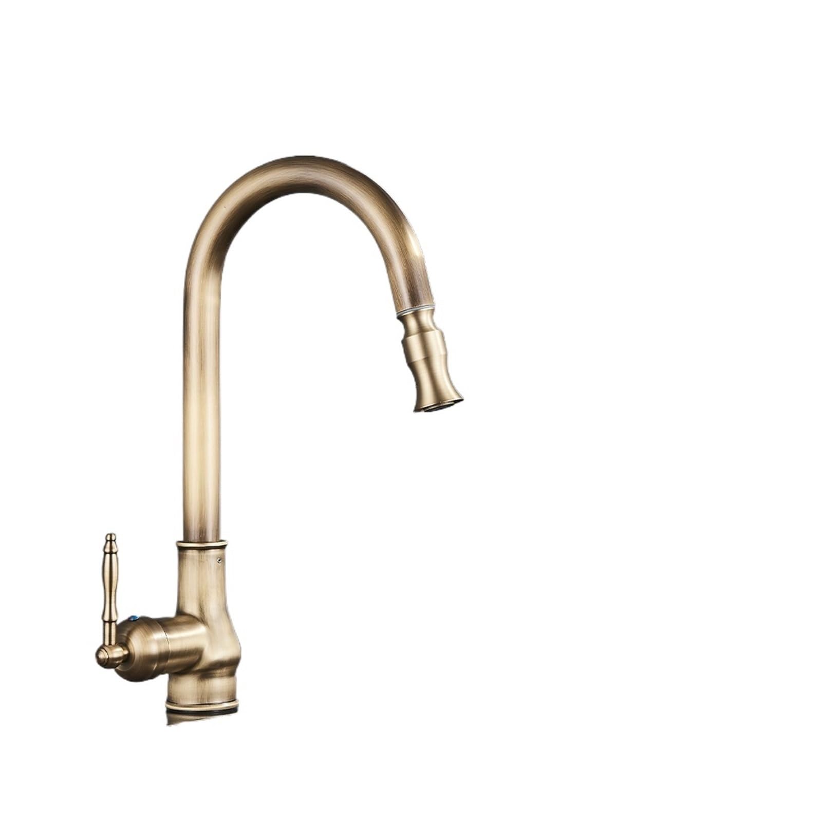 Grifo de cocina de latón antiguo monomando con pulverizador extraíble funcional
