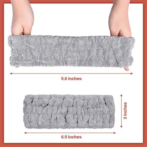 3 Pieces Spa Facial Headband for Makeup and Washing Face Terry Cloth Hairband Yoga Sports Shower Facial Elastic Head Band Wrap for Women(Black, White, Light Grey) - Image 4