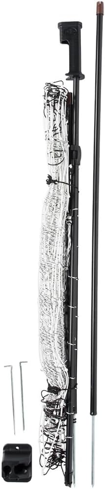 Premier 1 PoultryNet® 48" H x 4'L Electric Net Gate with Drivable Posts for Chickens, Ducks & Geese | Black/White Net with Black Posts