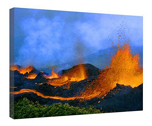 Volcan en éruption toile tendue sur châssis bois œuvre d'art