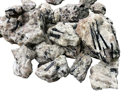 Image of Natural Black Tourmaline in Quartz Decorative Rock - Rare Natural Stone for Aquarium, Terrarium, Turtle Tank & Home Decor (2.7Kg)